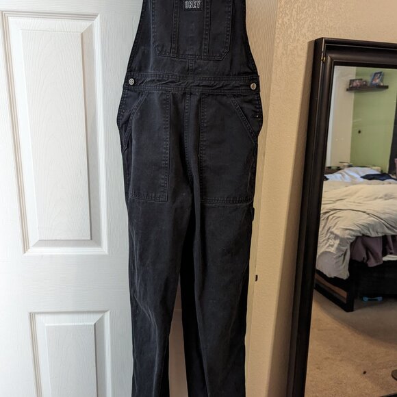 Obey black carpenter high waisted overalls 26 - Picture 4 of 4